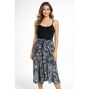 TOGS Swimwear Animal Print Swim Cover Up Skirt Tie Waist Size M Black Gray Gold